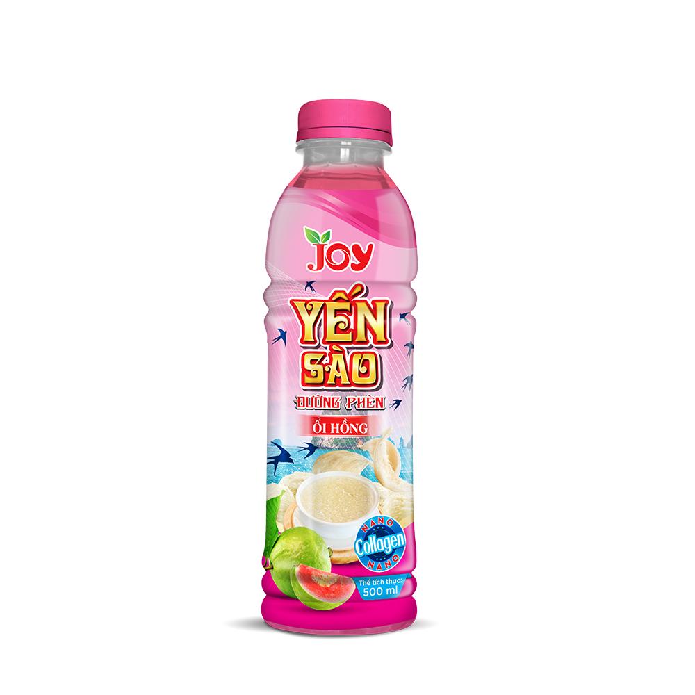 JOY Soft Drink 500ml Plastic Bottle Bird's Nest Fruit Juice Pink Guava with Rock Sugar Viet Nam Brand