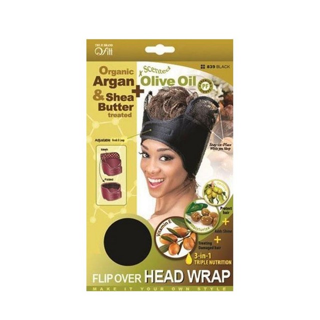 M&M Headgear Org Flip Over Head Wrap Black 00839
