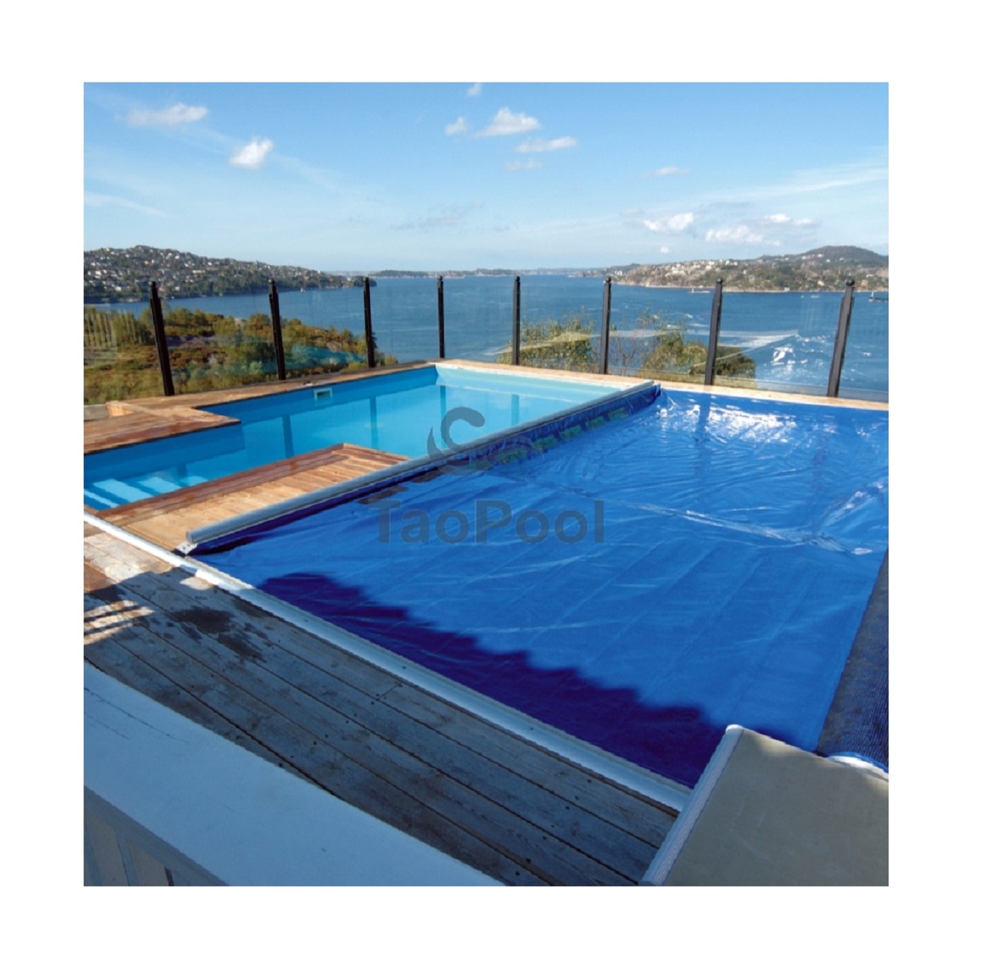 Pool Cover Top Track Installation PVC Fabric Material Waterproof