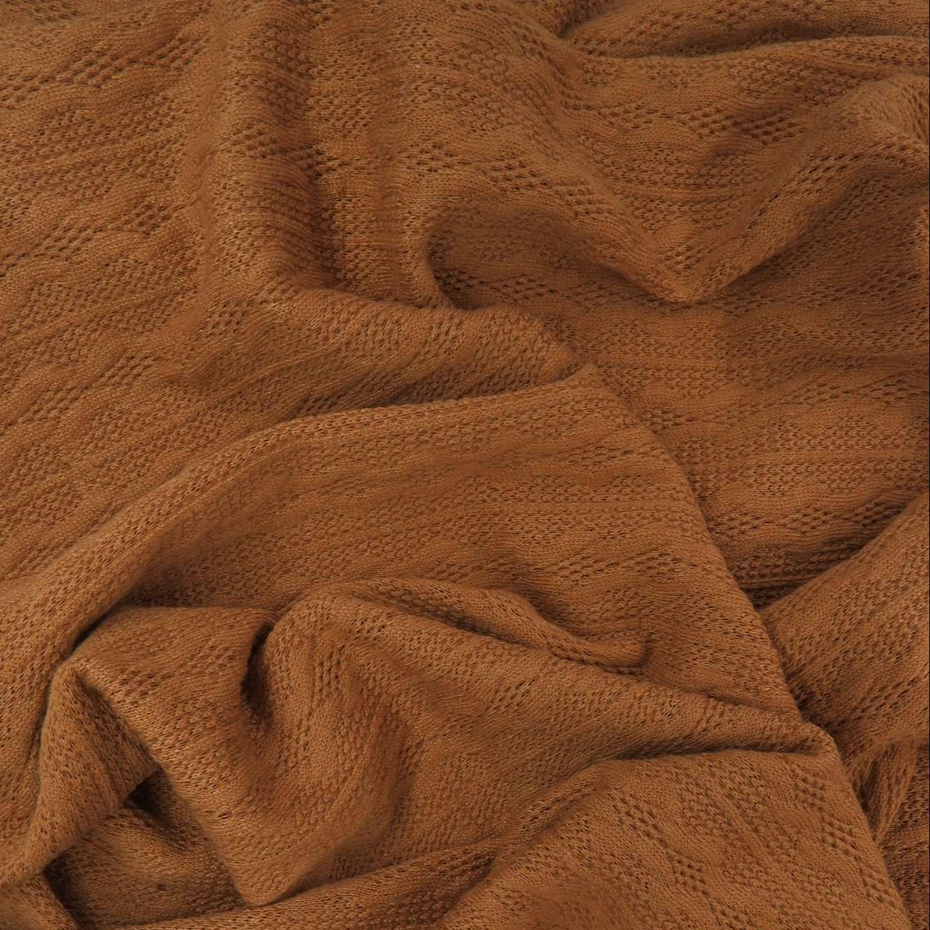 Polyester spandex knit jacquard cable knit sweater caramel