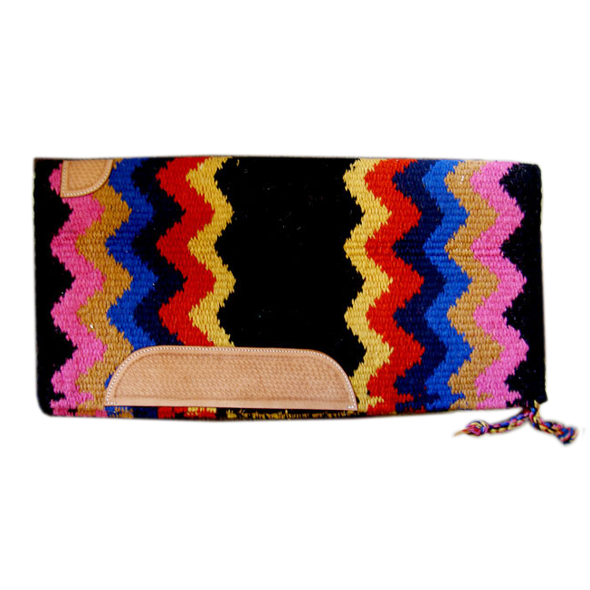 Top Quality - Rainbow Western Saddle Blanket Pad with Leather Contour