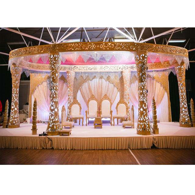 Latest Indian Wedding Delizio Fiber Mandap Wedding Fiber Crystal Delizio Mandap Wedding Delizio Pillars Mandap with LED lights