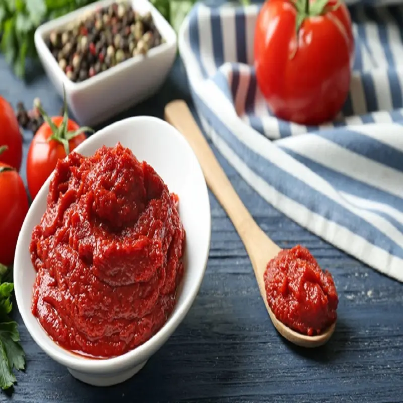Tomato paste in brix:28-30% in bulk price drum packing uses in puree ketchup pasta sauce market for nigeria quality like gino