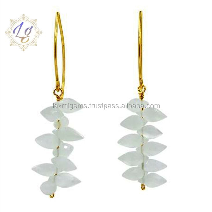 Aquamarine natural faceted gemstone wholesale 925 silver drop earrings jewelry