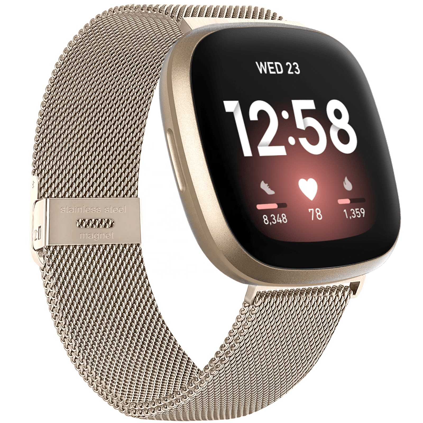 Amazon Hot Sell Fit For Fitbit versa 3 metal Smart Band With Magnet Buckle