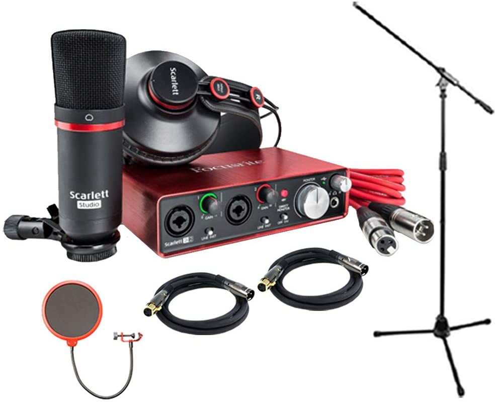 Focusrites Scarletts 2i2 Studio 2nd Gen USB аудио интерфейс и комплект записи с Pro
