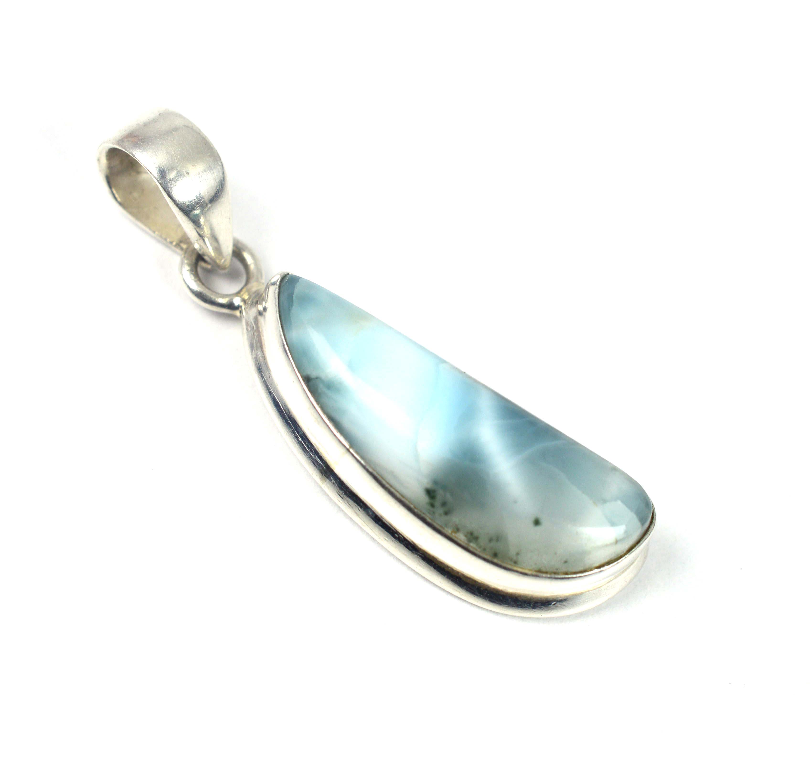 Indian Jewelry Sky Blue Larimar 925 Solid Sterling Silver Handmade Jewelry Pendant