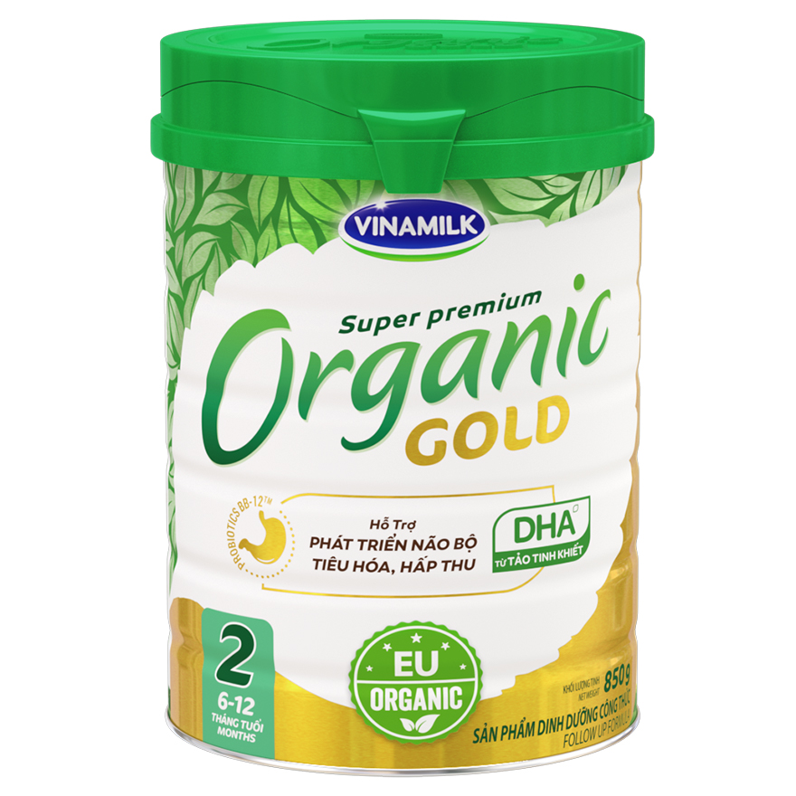 Baby Powdered Milk - Vinamilk - Organic Gold Brand - Super Premium- Step 2 ( For Children from 6-12 months) Packing 850g Tin Can