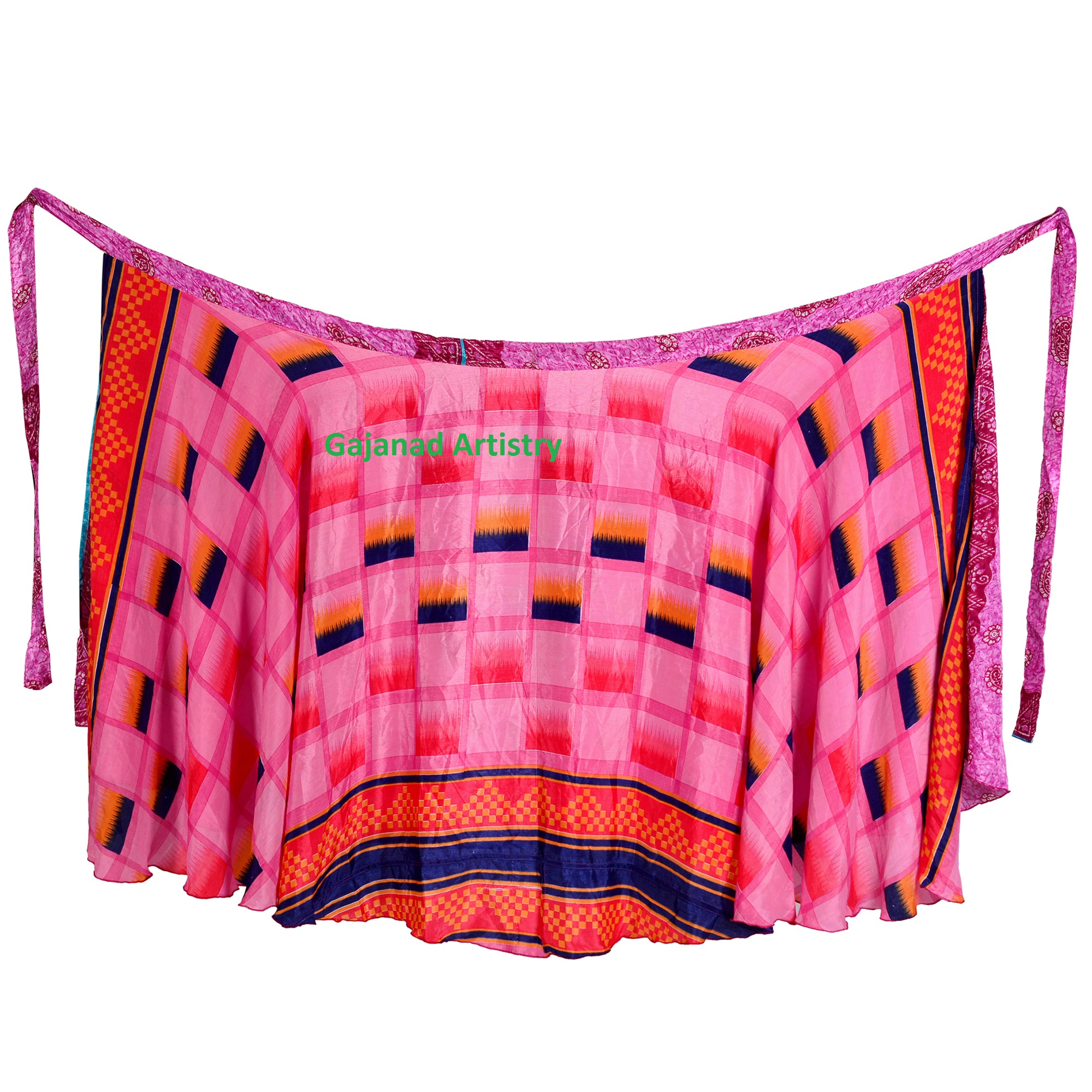 Vintage Long Silk Saree Wrap Skirt Indian Handmade Halter Sarong Bikini Women's Dress Bohemian Wrap Around Sari skirts