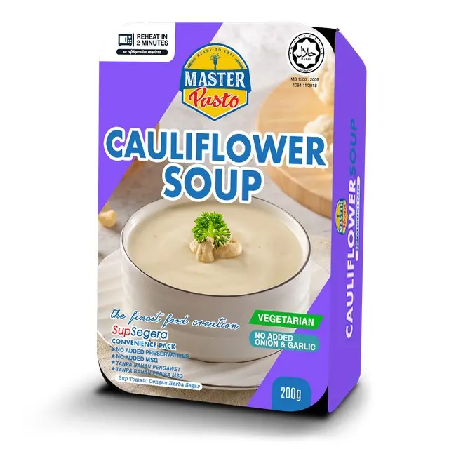 Hot selling delicious instant soup 3 minute restaurant-grade Vegetarian Cauliflower Soup for lunch and dinner MRE RTE Military