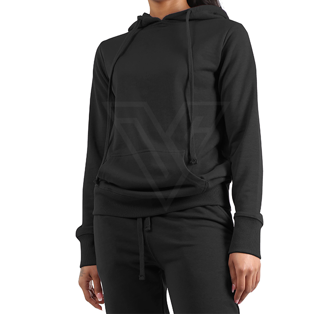 Black color women hoodies in new style latest design casual wear pullover sports hoodie wholesale casual wear hoodies