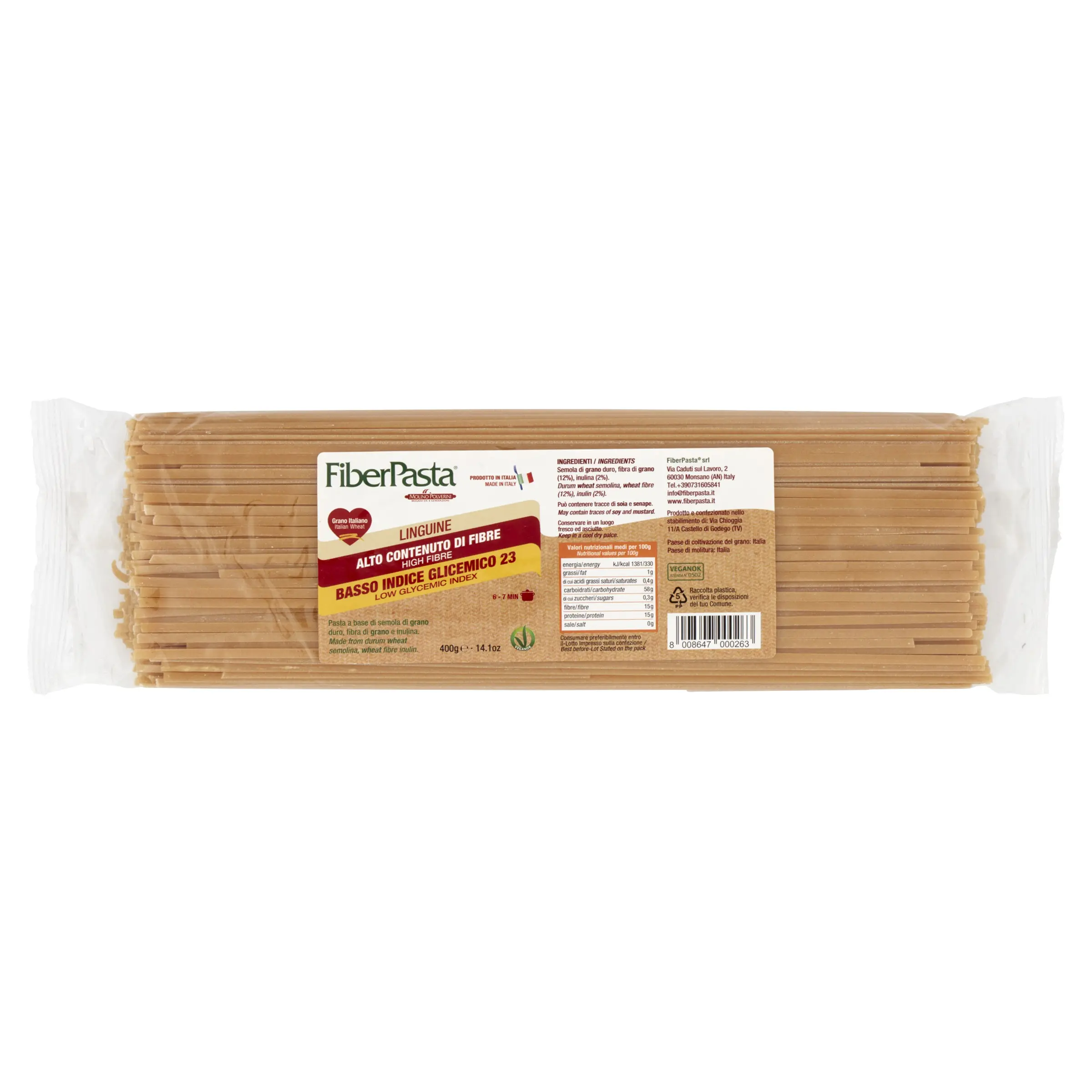 ITALIAN PREMIUM QUALITY LOW GLYCEMIC INDEX PASTA LINGUINE 400g - HIGH FIBRE AND LOW NICKEL - PASTA WITH BENEFITS