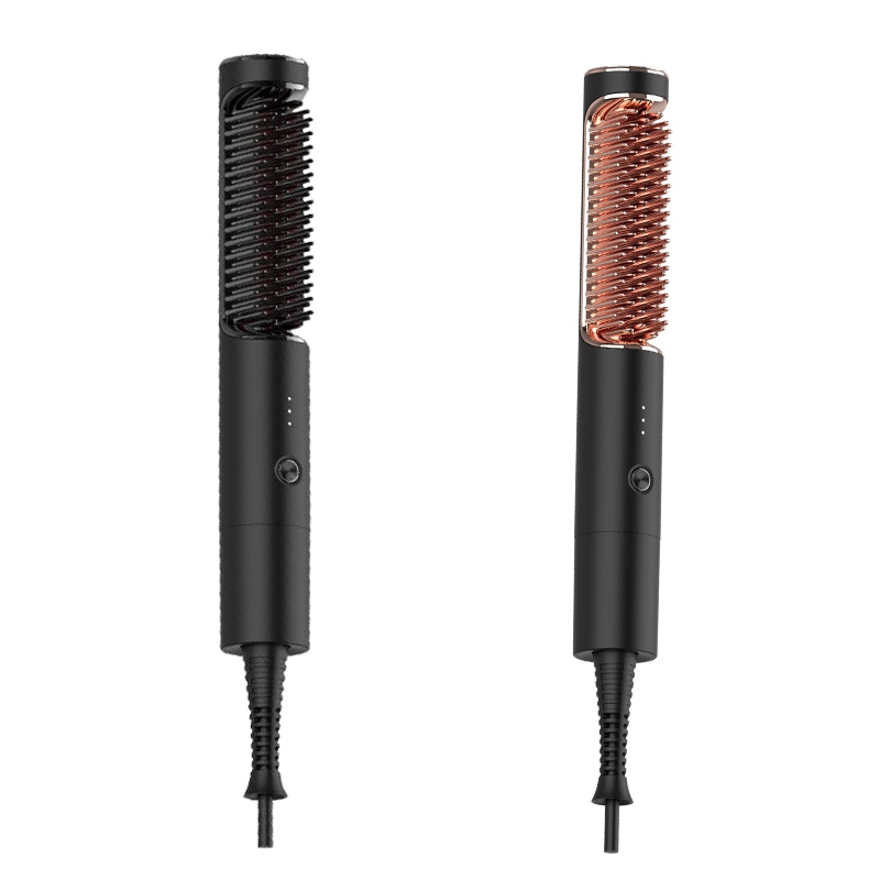 1 in 2 Home use hair brush straightener Ionic Led display ceramic coating electric comb mini