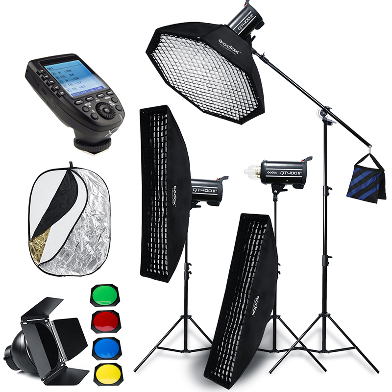 Godox QT400II 3x400WS Встроенная беспроводная система X Studio высокоскоростной комплект для точечного освещения с Xpro триггером, световым подставкой, стрелой