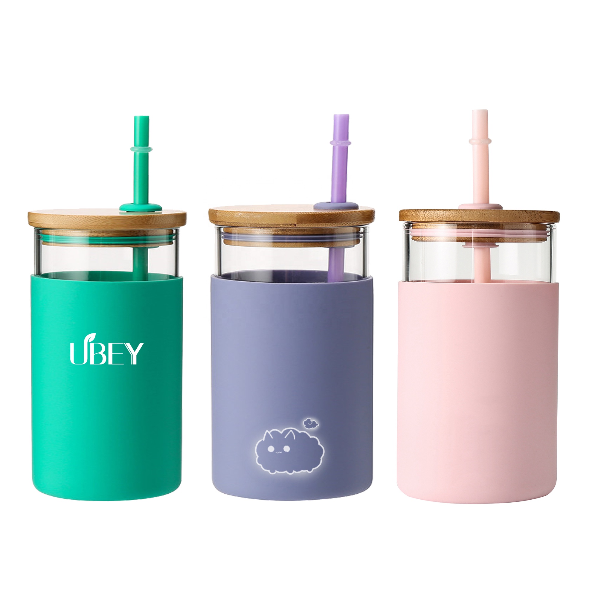 The Mini Bottle Eco Friendly Cute Glass Water Bottle With Straw for Kids BPA Free