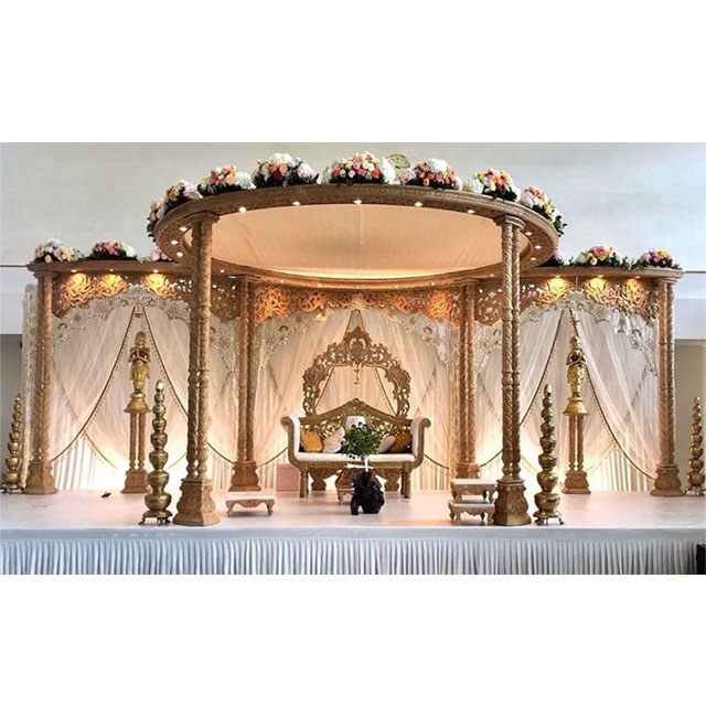 Maharani Wedding Twin Pillars Mandap Wedding Wooden Carved Maharani Mandap Traditional Hindu Wedding Wooden Twin Mandap