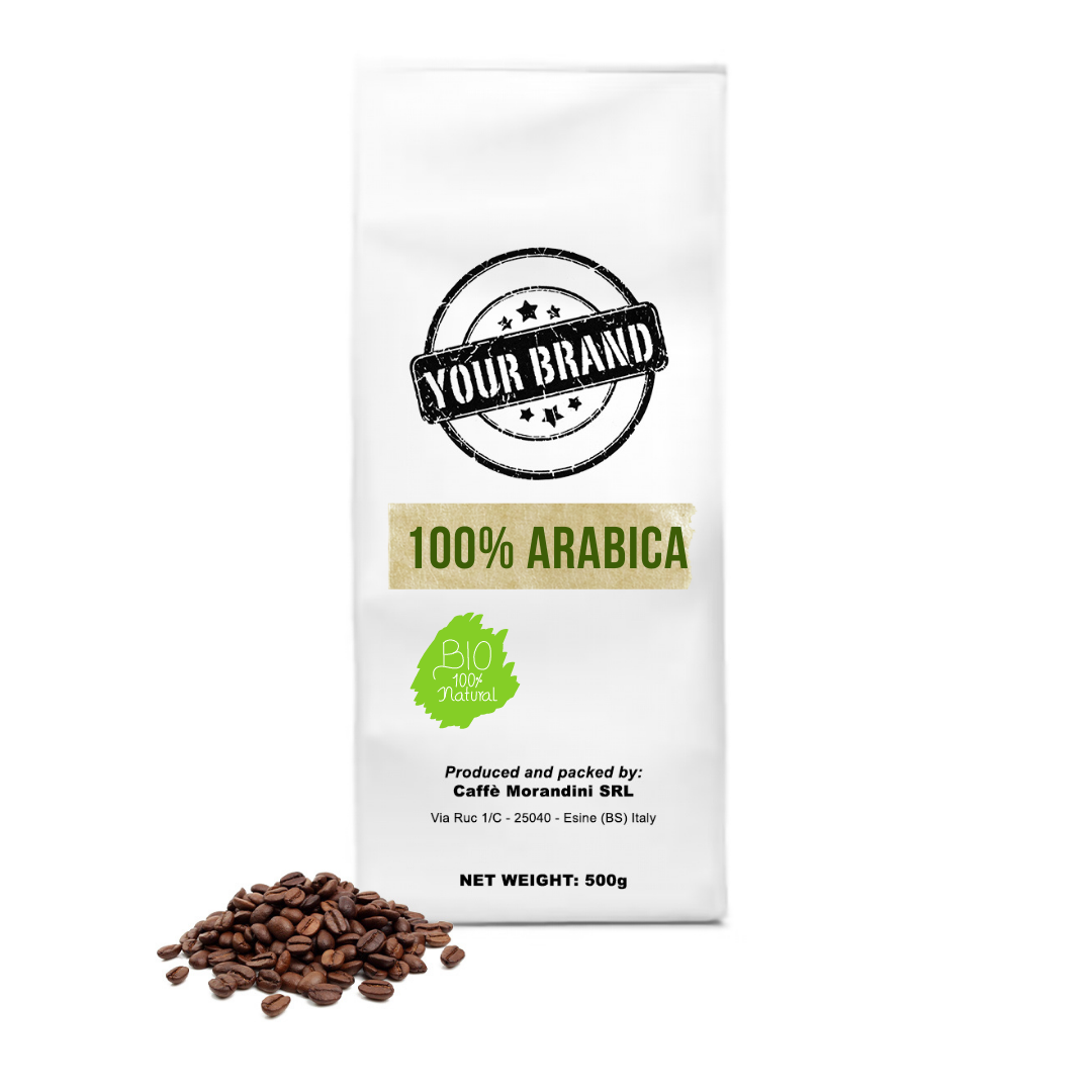 Private label top quality organic 100% Arabica bio Italian espresso roasted whole coffee beans 500g