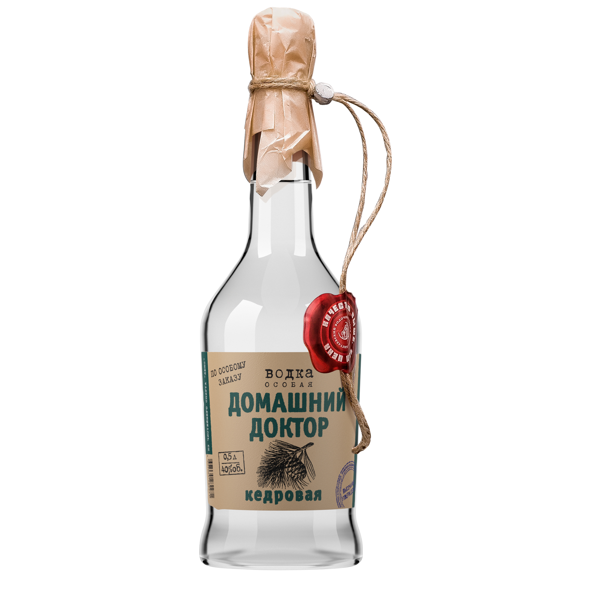 Алкоголь класса люкс (40% Альк.) Бутылка в стеклянной упаковке «Семейный врач» (кедр) 500 мл русская натуральная водка