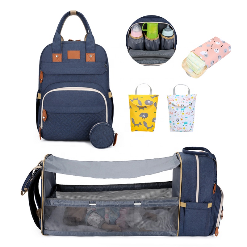 3 in 1 multifunctional baby diaper bag backpack match nappy wet bag with changing mat station