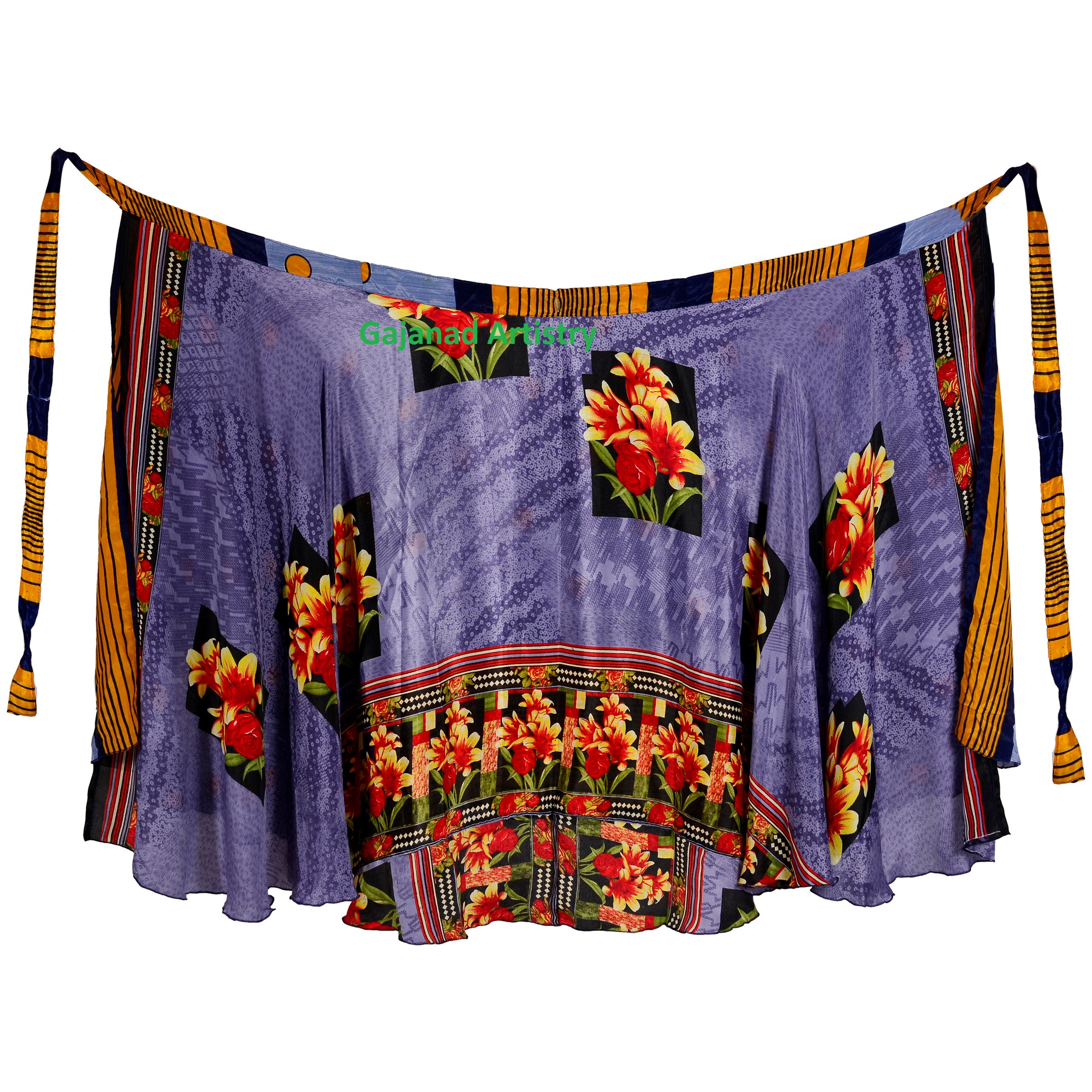 Vintage Silk Skirt Bohemian Wrap Summer Long Maxi Skirt Hippie Beach Women Gypsy Sari Floral Girls Skirts