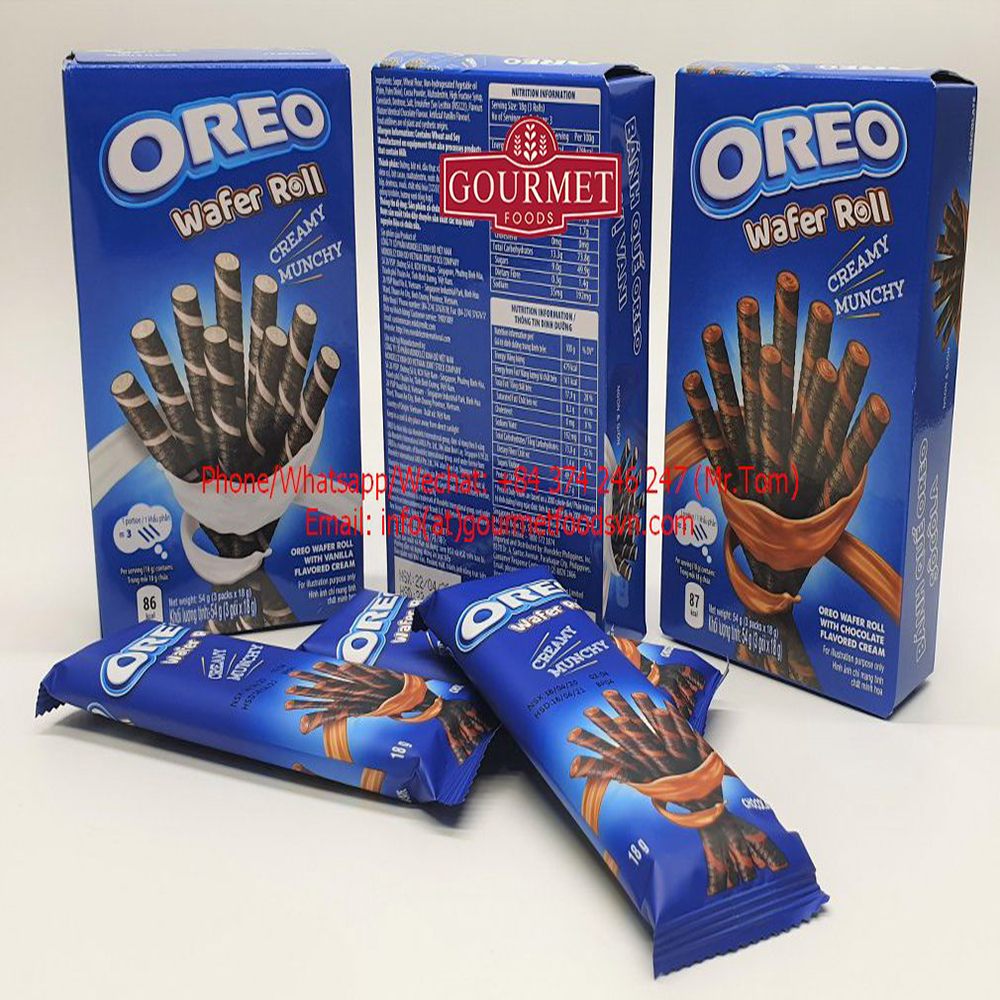 OREO WAFER ROLL 54G Box / OREO ROLL Chocolate Flavor Sandwich with Vanilla Flavor 54g