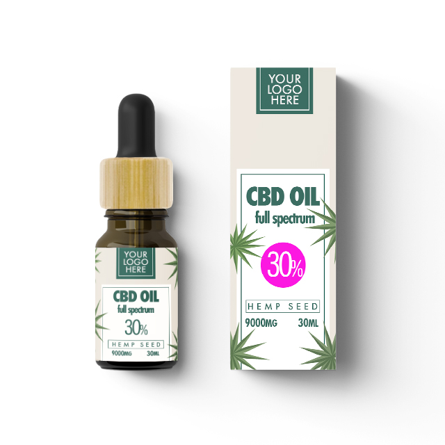 CBD масло 30 [мл] капли полного спектра 30% - 9000 мг натуральное конопляное CBD масло OEM индивидуальная белая этикетка