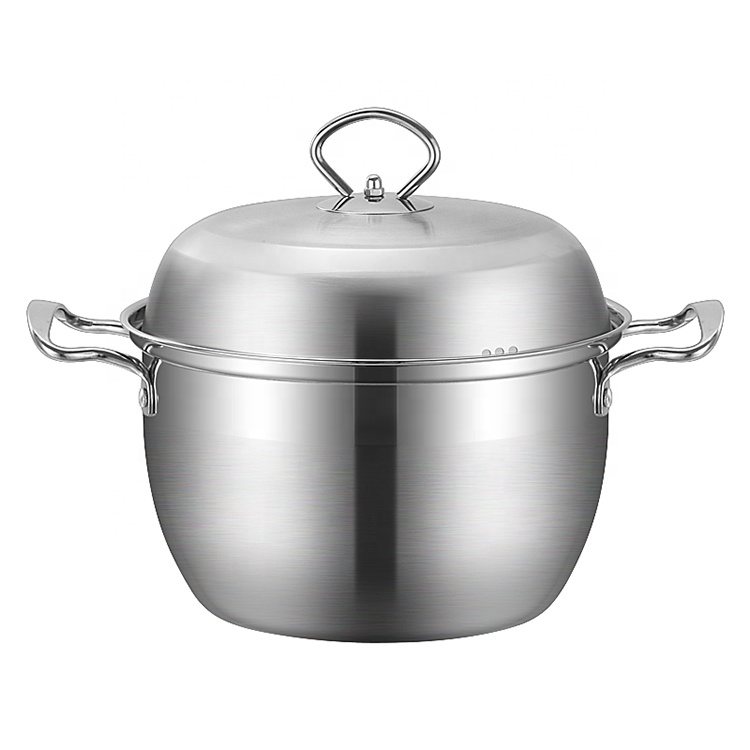 201 Stainless Steel Soup Pot Korean Style, High-Quality Stainless Steel Pot with Stainless Steel Lid Single-layer Bottom