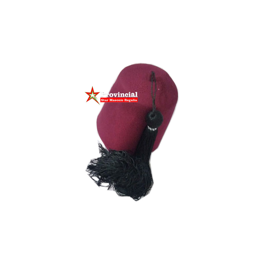 Орнамент Sweatband of the east Star OES бордовый Fez с черными и золотыми кисточками