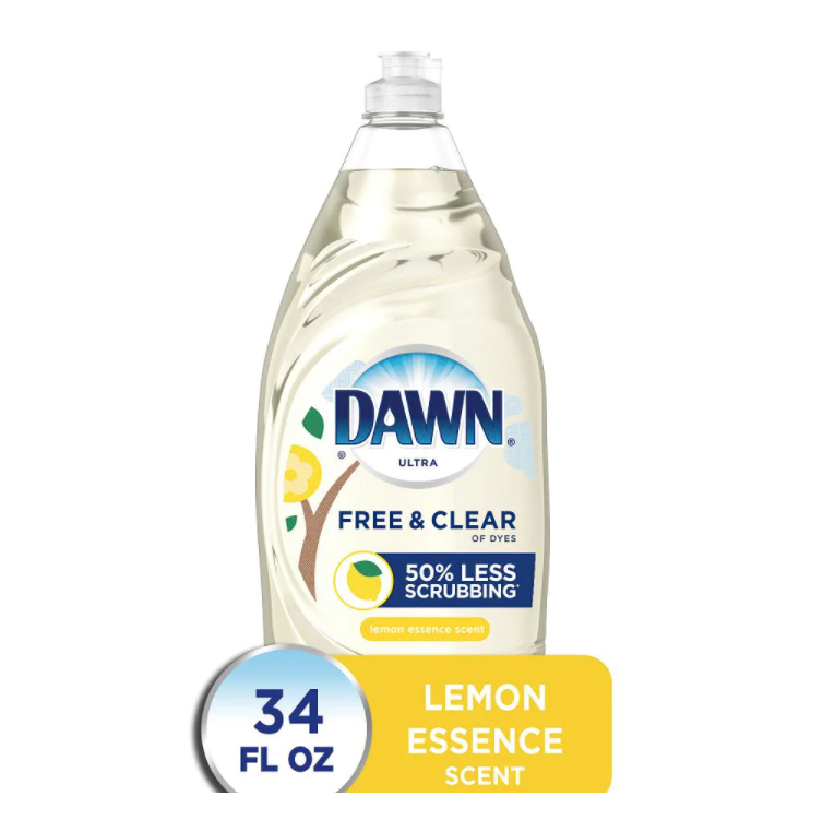 Liquid Dish Soap Dawn Free and Clear Lemon Essence Dishwashing Detergent (Case Pack of 3)