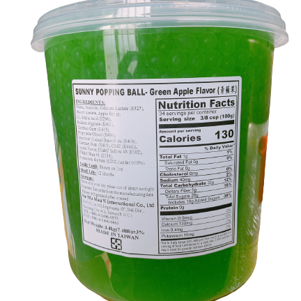 Hot Sale Bubble Tea Wholesale Taiwan Green Apple Popping Boba Juice Ball