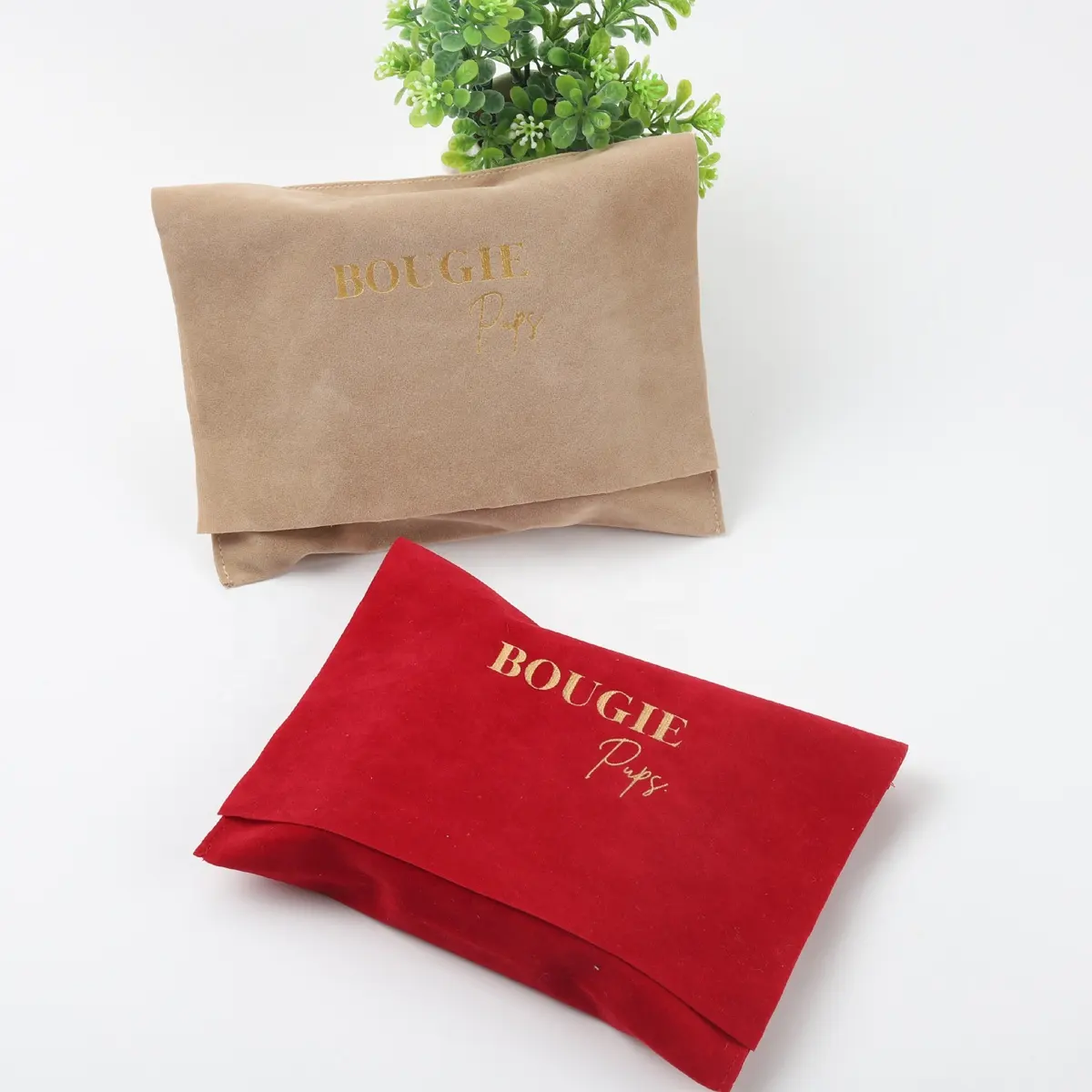 Custom Luxury Soft Velvet Shoe Pouch Envelope Dust Bag With Gold Logo Envelope Jewelry Perfume Pouch