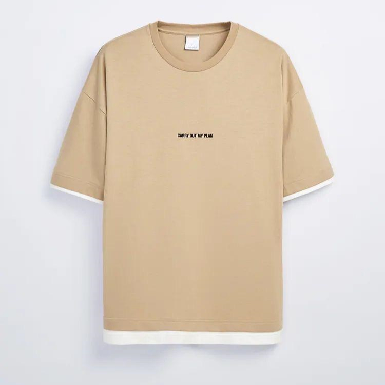 oversized t-shirt custom - Tan Sand Unisex Summer New Men's T-Shirts Oversized Slim t shirts - piping t shirts