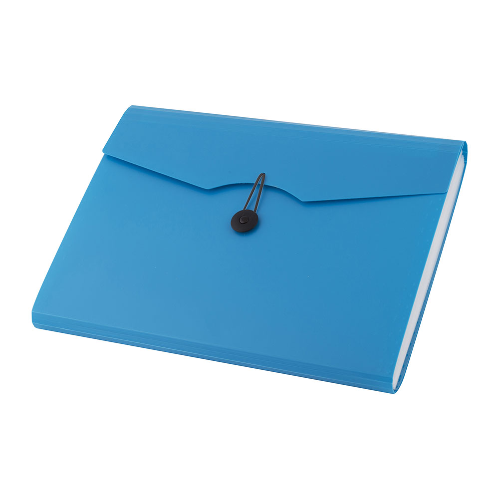 EXPANDING FILE BAG D.RECT 5580 A4 BLUE 12-P Expanding Organizer File Folder, Letter Size - BLUE