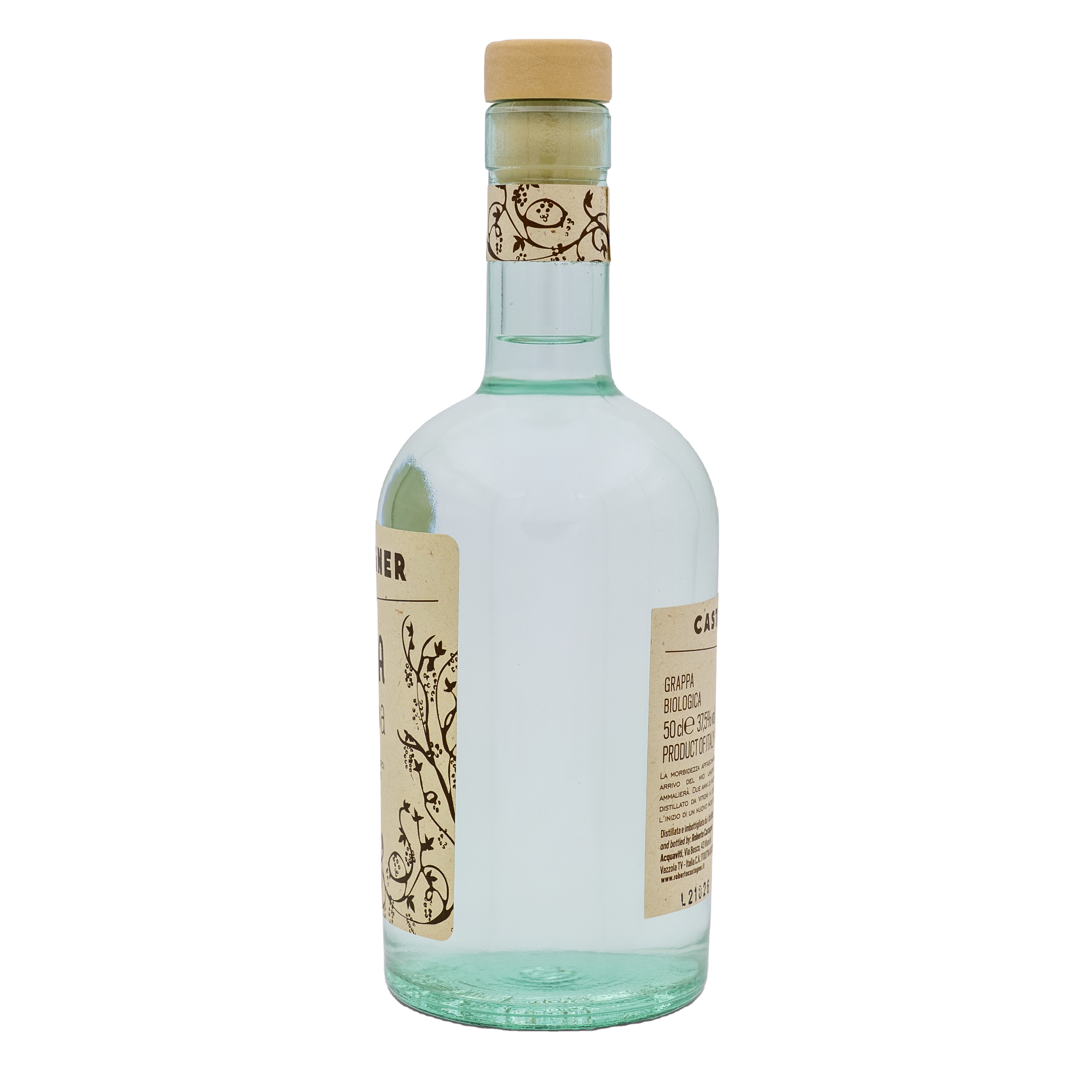 Белая Органическая GRAPPA NUDA BIO PREMIUM, Сделано в Италии, высококачественный виноградный спирт, стеклянная бутылка 500 мл