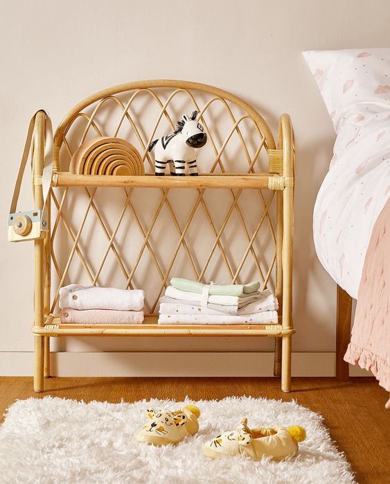 KIDS RATTAN BOOKCASE Two Tier Bookshelves Rattan Storage Wholesale Rattan Furniture Made in Vietnam