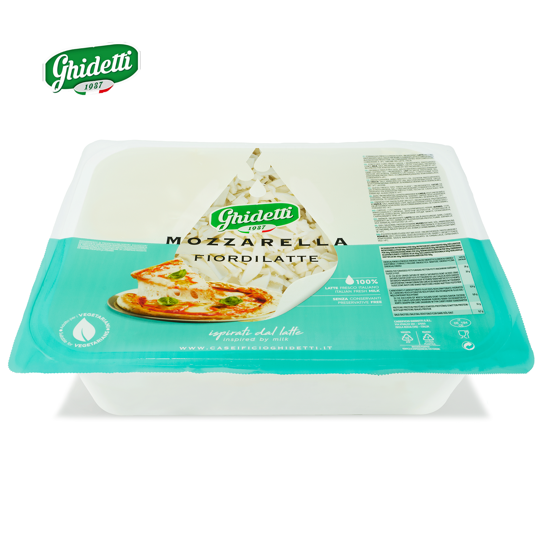 Premium Italian Delicious Pizza Mozzarella Fiordilatte Cheese Shred 2.5kg Perfect for Any Pizza