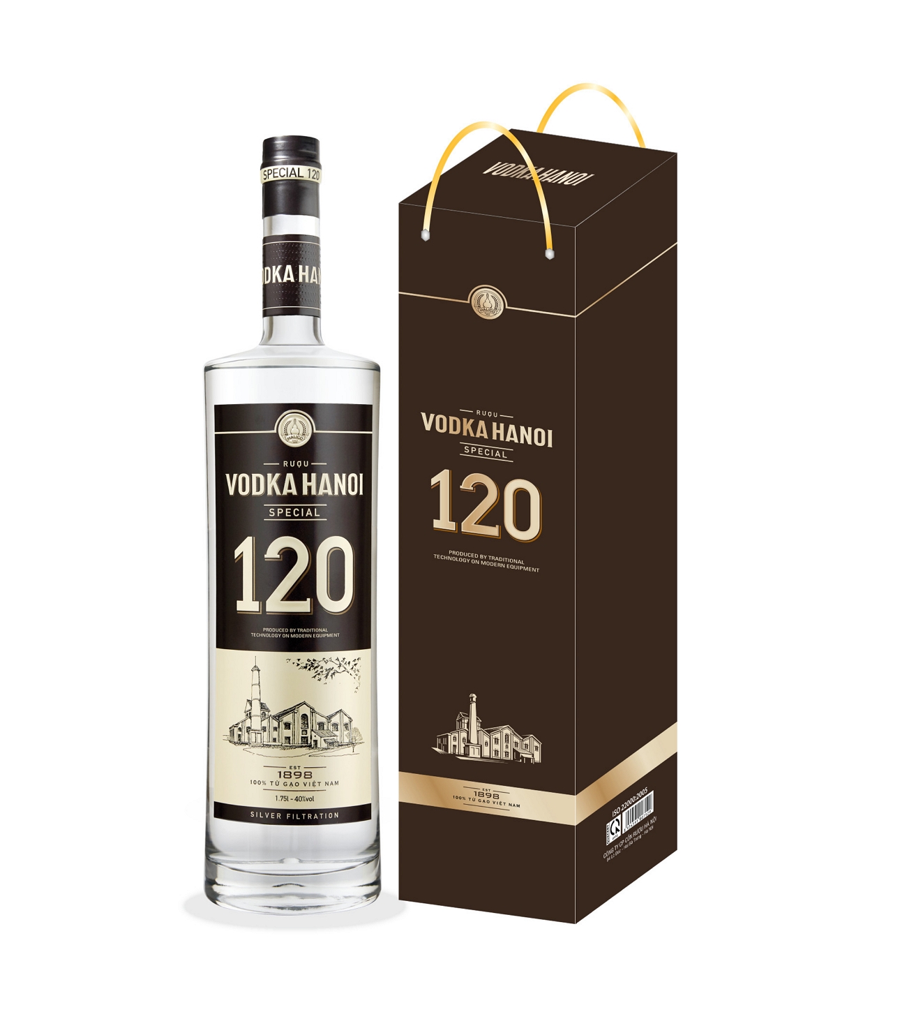 Стеклянная бутылка Halico водки, 120, 40% Том, 1750 мл, серебристая фильтрация из Вьетнама