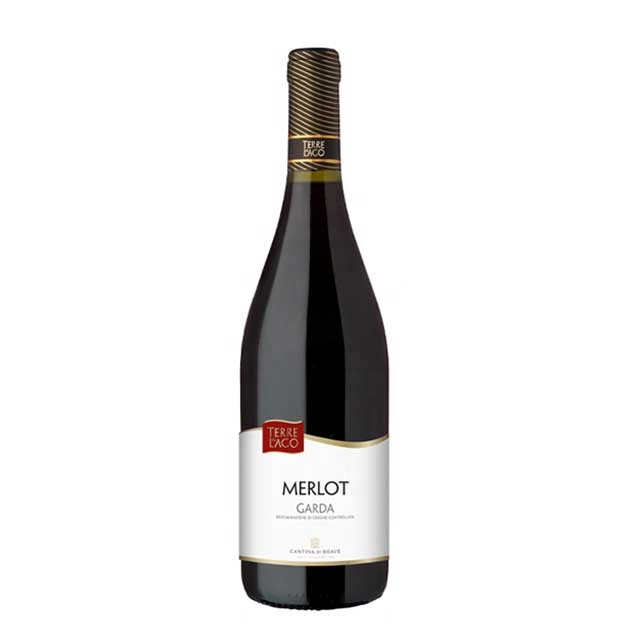 Итальянское красное вино Merlot Garda DOC-стеклянная бутылка 0,75-Цвет: рубиновый-вкус: сухой