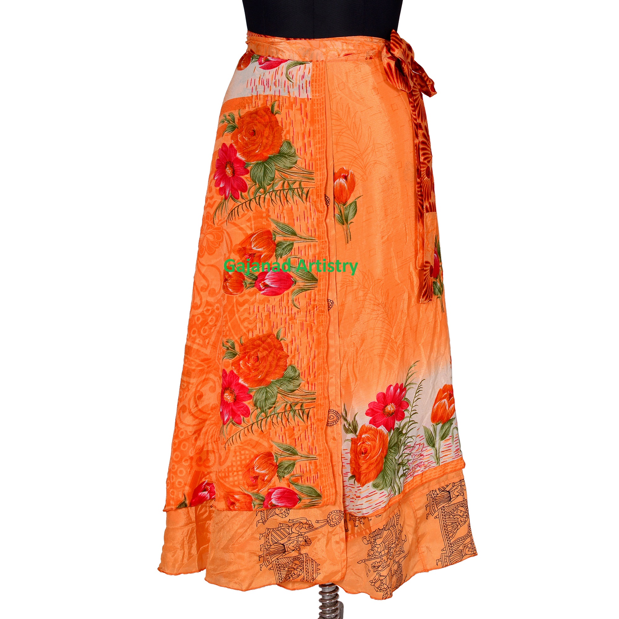 Wrap Reversible Long Skirt Vintage Silk Sari Long Wrap Skirts Indian Silk Long Boho Hippie Long Double Layer Skirt