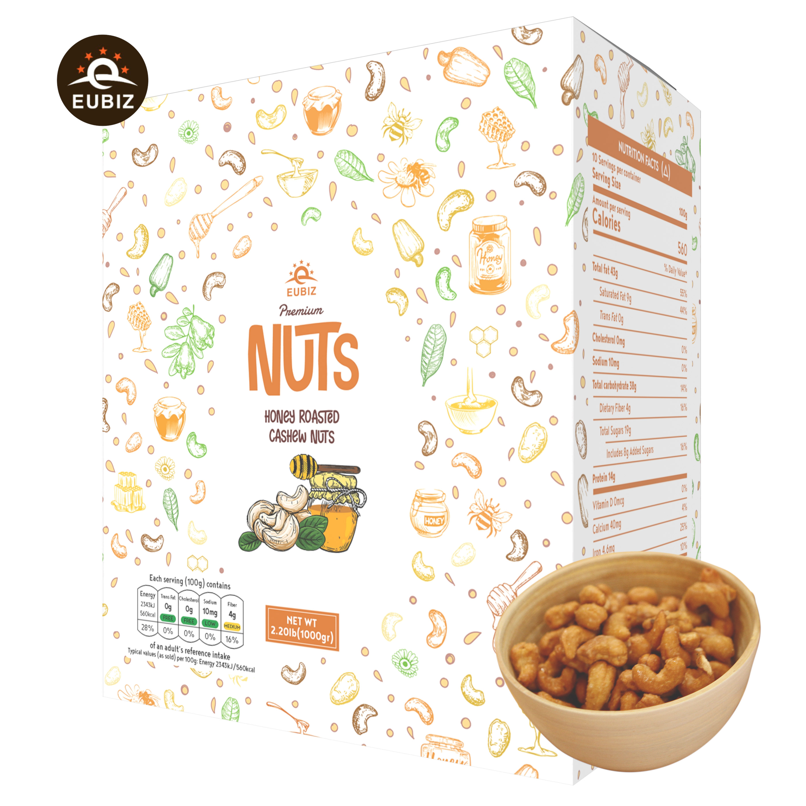 EUBIZ Cashew nuts Flavor Honey - Keto Food - Box (paper) 1000g (35.3 OZ) - in VietNam