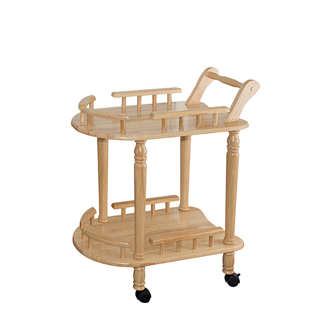 Special Design Kitchen Furniture Storage Organizer 3 Serving Trays Wooden Food Trolley Rolling Cart Suitable For Home Decoration