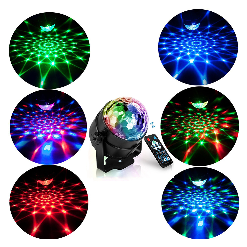 Полноцветный светодиодный RGB-шар для диджея, дискотеки, караоке, вечеринки, волшебный шар с хрустальным эффектом, сценическое освещение, декоративная лампа для танцев со звуковой активацией