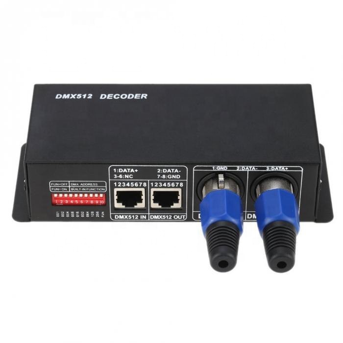 4 канала DMX512 декодер 32A выключатели со светодиодным индикатором драйвер для RGBW, зелёный, синий, светодиодные ленты dmx контроллер DC12-24V DMX512 диммер