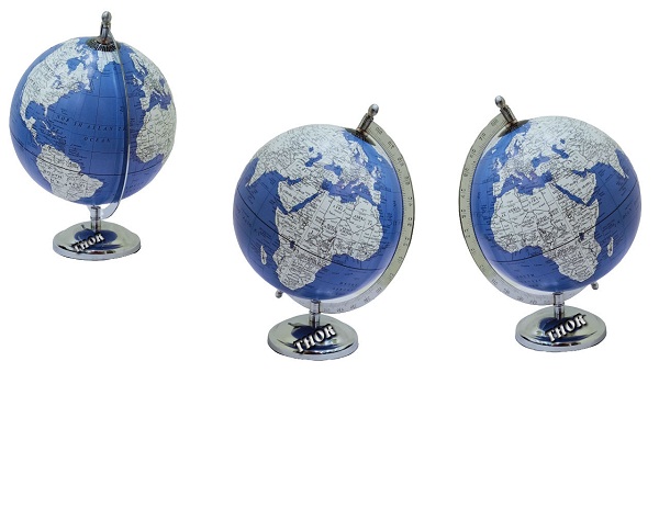 Collectible Sky Blue Color World Map Rotated World Globe Desktop Office Table Globe Gift Item