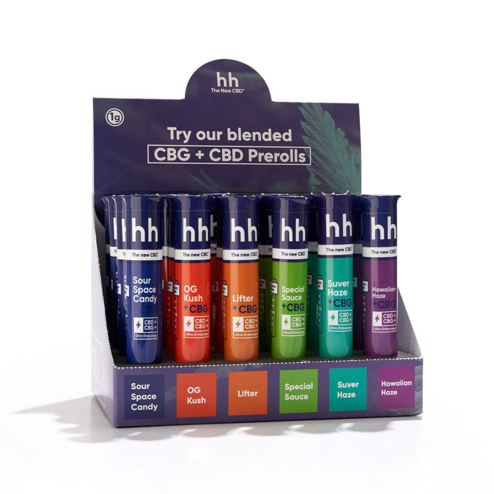 1g CBD+CBD Custom Premium Quality Hemp Flowers Herbal CBD Prerolls Display