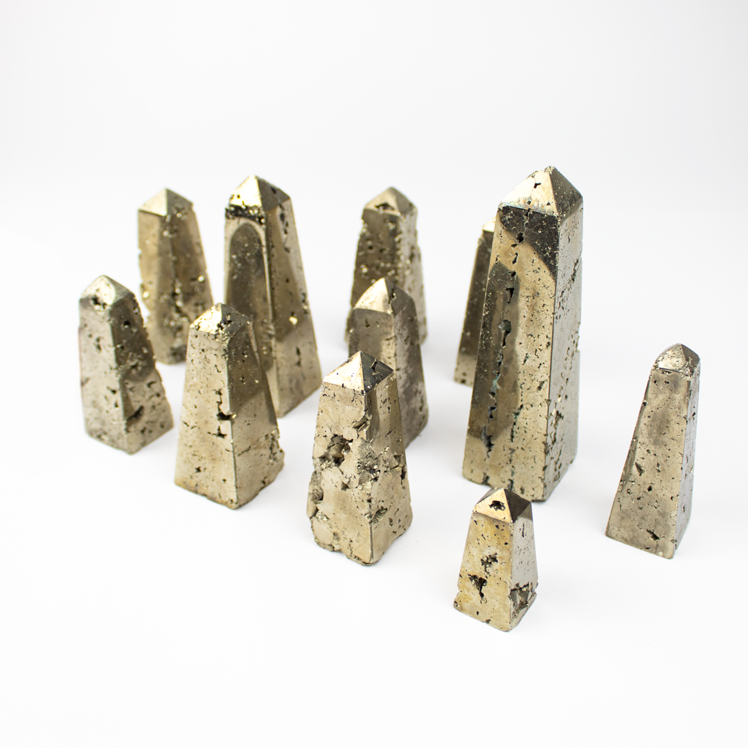 Peruvian PYRITE Tower Obelisk handcrafted premium natural andean stone high-quality