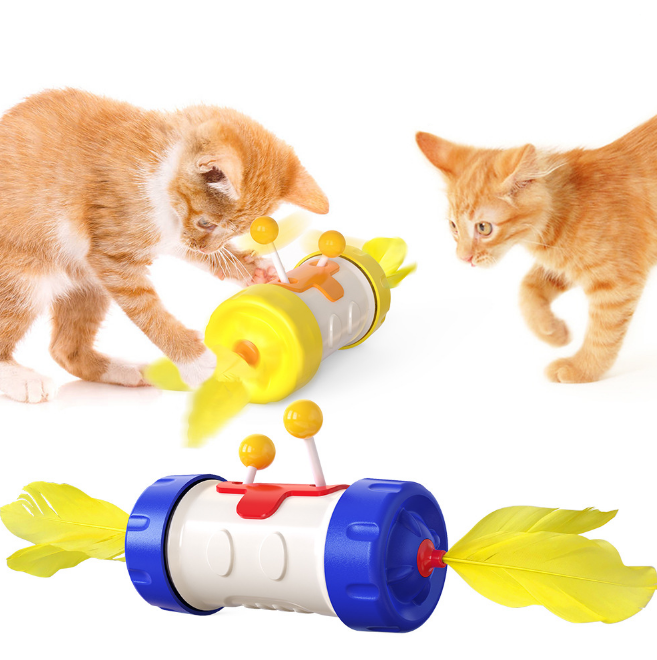 Factory Direct Feather Toys Smart Funny Pet Toy Puzzle Cat Stick Tumbler Balance Car