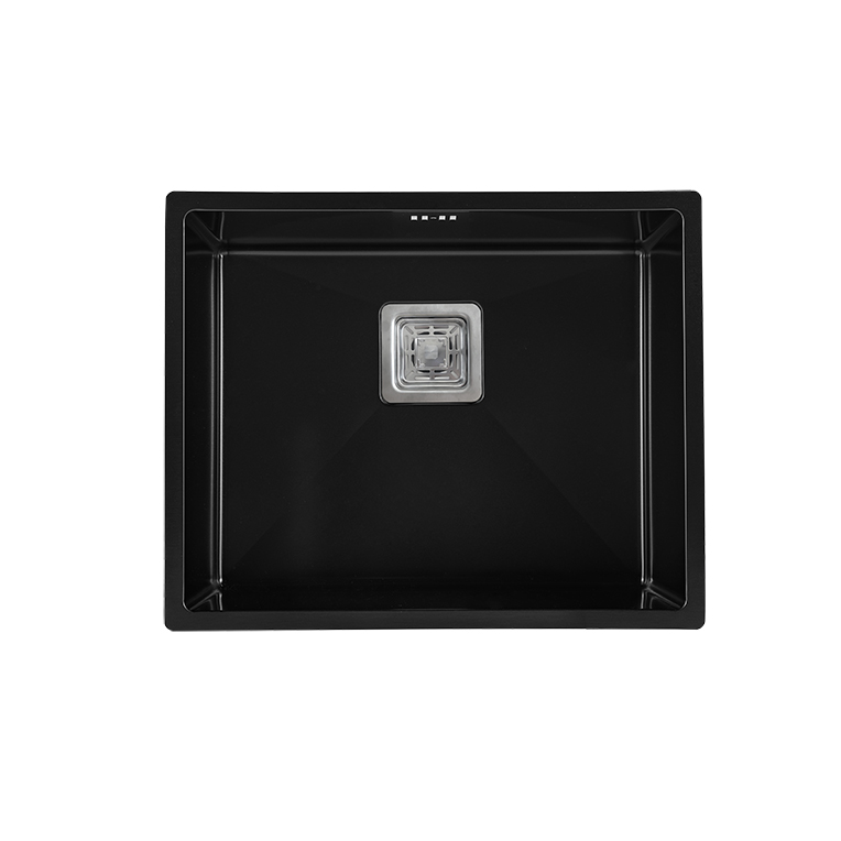 Nano Black Square Hole Invisible Single Bowl Sink Kitchen Undermount Black