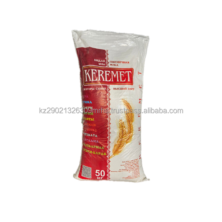 Высококачественная пшеничная мука KEREMET экологически чистый продукт упакован в пакеты 50 кг от производителя пшеничная мука для продажи
