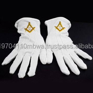 Перчатки Masonic Regalia из хлопка с вышивкой